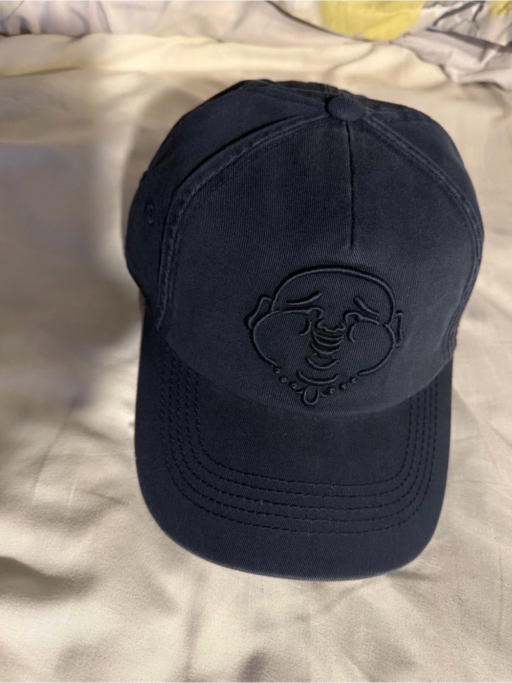 True Religion Navy Embroidered Buddha Face Baseball Hat